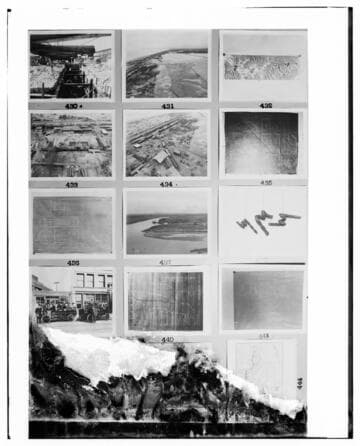 This is a multi-image negative that depicts construction of Long Beach Steam Plant, drawings, charts. Undamaged images included on the plate are copies of original negatives: 02 - 00430; 02