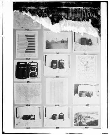 This is a multi-image negative that depicts construction of Long Beach Steam Plant, drawings, charts, meters. Undamaged images included on the plate are copies of original negatives: 02 - 00448; 02