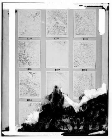 This is a multi-image negative that depicts marine growth & maps. Undamaged images included on the plate are copies of original negatives: 02 - 01152; 02