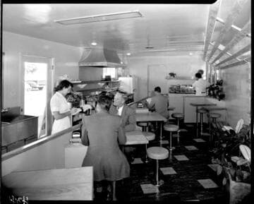 Interior shot of a small restaurant