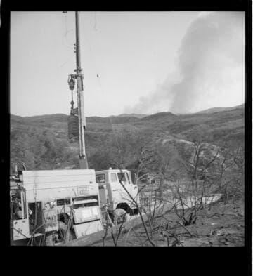 Pole replacements in fire zone following brush fire