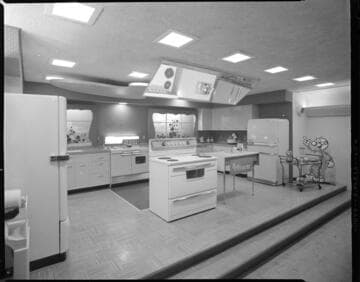 Teaching kitchen, and lighting in a bank