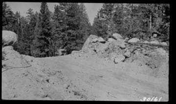 Big Creek, Vermilion Dam - Moraine cut for road to northwest borrow area