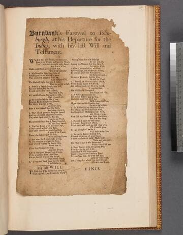 Burnbank's farewel to Edinburgh, at his departure for the Indies, with his last will and testament