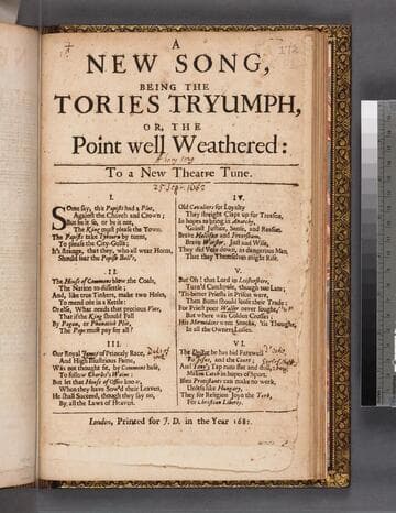 A new song, being the Tories tryumph, or, The point well weathered: to a new theatre tune