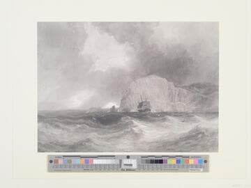 Sailing Boat off a Rocky Coast