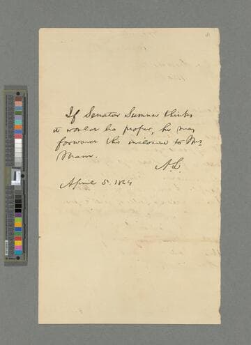 Abraham Lincoln note to Charles Sumner