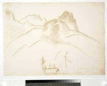 Mountain Landscape with House in Foreground