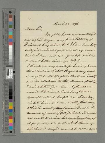 George P. Fisher letter to G. Grosvenor Dawe