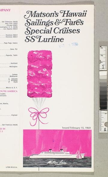 Matson's Hawaii sailings & fares special cruises :  SS Lurline