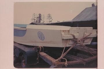 Stern of Frank Wright's punt "Andy".  Built in 1958 for work on the San Juan and in Glen Canyon for the Museum of Northern Arizona