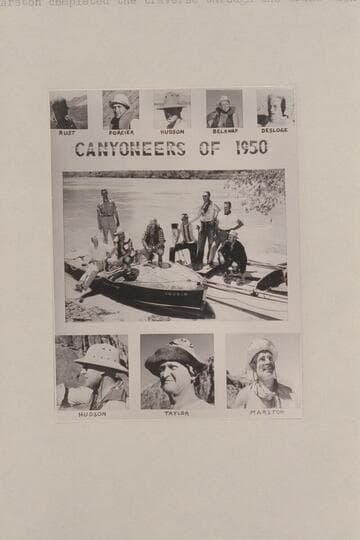 The crews included in the 1950 motor run of the Grand Canyon as arranged by Ed Hudson in poster form