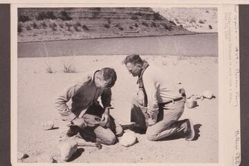 Prop repairs; Pierces Ferry.  Taylor watches Robinson at work with a file