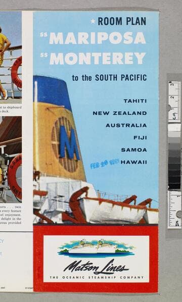 Room plan : SS Mariposa SS Monterey to the Pacific