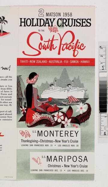 2 Matson 1958 holiday cruises to the South Pacific