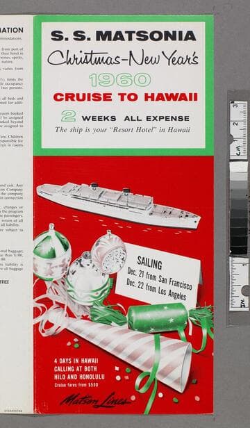 S. S. Matsonia Christmas-New Year's 1960 cruise to Hawaii