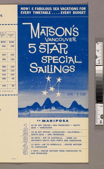 Matson's Vancouver 5 star special sailings