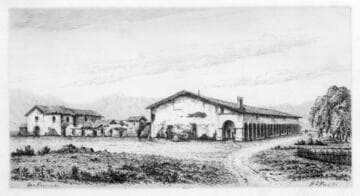 Etching of San Fernando Mission, by Henry C. Ford, 1883