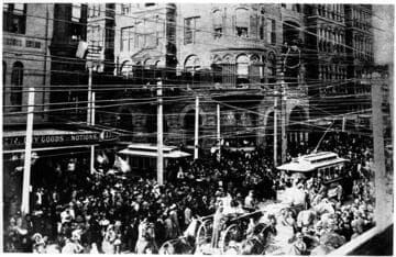 2nd & Spring Streets, Columbus Day Parade Oct. 21, 1892, Los Angeles