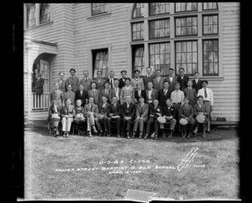 D-3-B's class, Hoover Street Baptist Bible School, 6100 South Hoover, Los Angeles. April 12, 1925