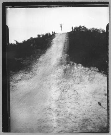 Ski jump at the Hollywood Bowl, 2301 North Highland, Los Angeles. 1935