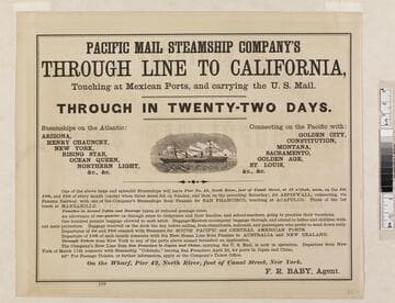 Pacific Mail Steamship Company's through line to California, touching at Mexican Ports, and carrying the U.S. Mail