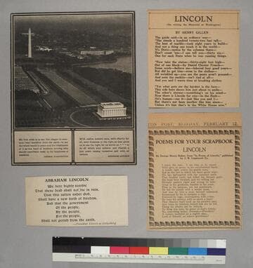 Four newspaper clippings of quotations from George Washington and Abraham Lincoln