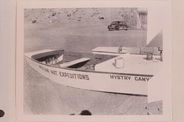 Two of the San Juan punts of Mexican Hat Expeditions at Cliff Dweller's Lodge