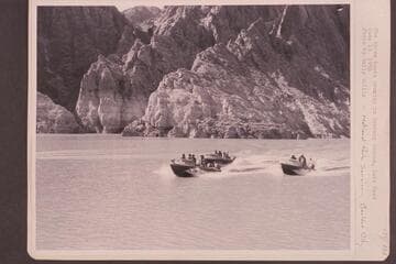 The three boats cruising in Iceberg Canyon, Lake Mead