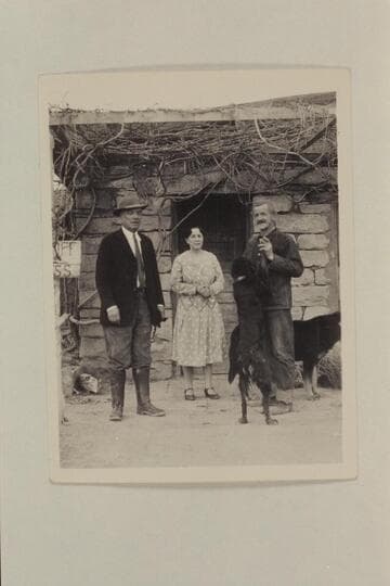 Charles H. Spencer with Mrs. and Mr. John Wetherill.  Flattum, with his friend F. A. Stearns, was at Kayenta for Christmas of 1930 and he probably took this picture then