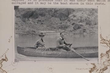 Ellsworth Kolb at the oars of Dave Rust's folding boat at the mouth of Bright Angel Creek