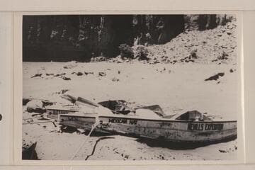 Nevills' first fleet of his type of Cataract boats pulled up on the shore