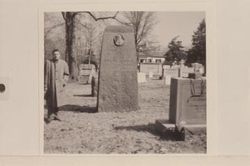 Robert W. Olsen, Jr., at the grave of John Wesley Powell in Arlington Cemetery. In 1969 Olsen was Historian for the National Park Service at Whitman Mission National Historic Site, Walla Walla, Washington