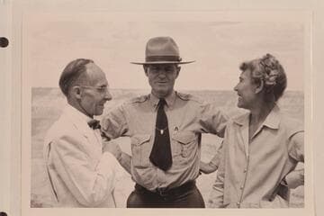 Emery Kolb, Bert Lauzon, Margaret Marston at South Rim