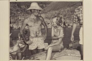 Garth Marston and Shirley at end of 1948 run.  Near Emory Falls, lower end of Grand Canyon