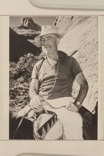 Dock Marston atop a horse in the upper 73 country