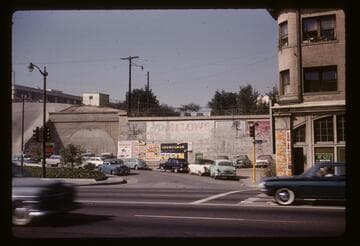 Plugged Hill Street tunnel exit at Sunset Boulevard