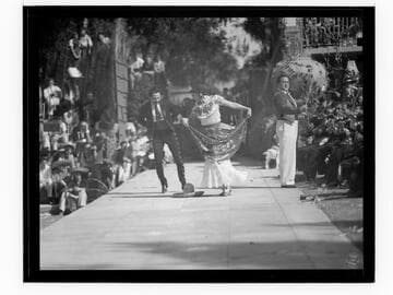 Dancers performing Mexican Hat Dance on stage at Santa Monica High School Fiesta