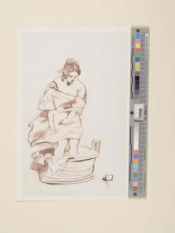 Girl Washing Clothes with her Feet