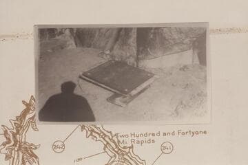 The second Separation Plaque ready for installation at the higher location above the top level of Lake Mead. The plywood beneath the plaque was used as a template for drilling the holes in the preCambrian . Christmas week