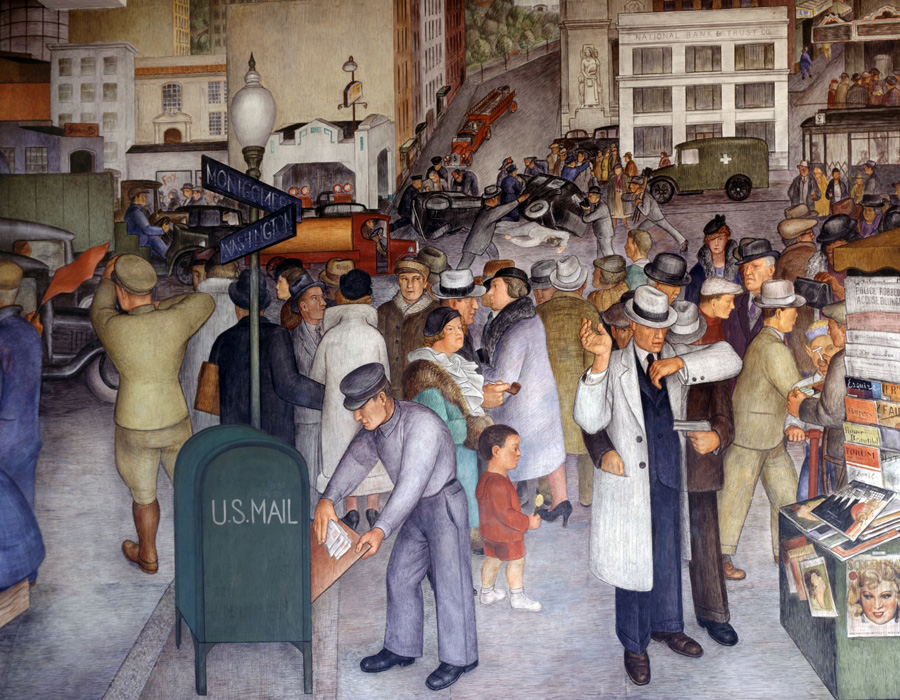 City Life mural on the ground floor of Coit Tower, 1934 Victor Arnautoff, City Life mural