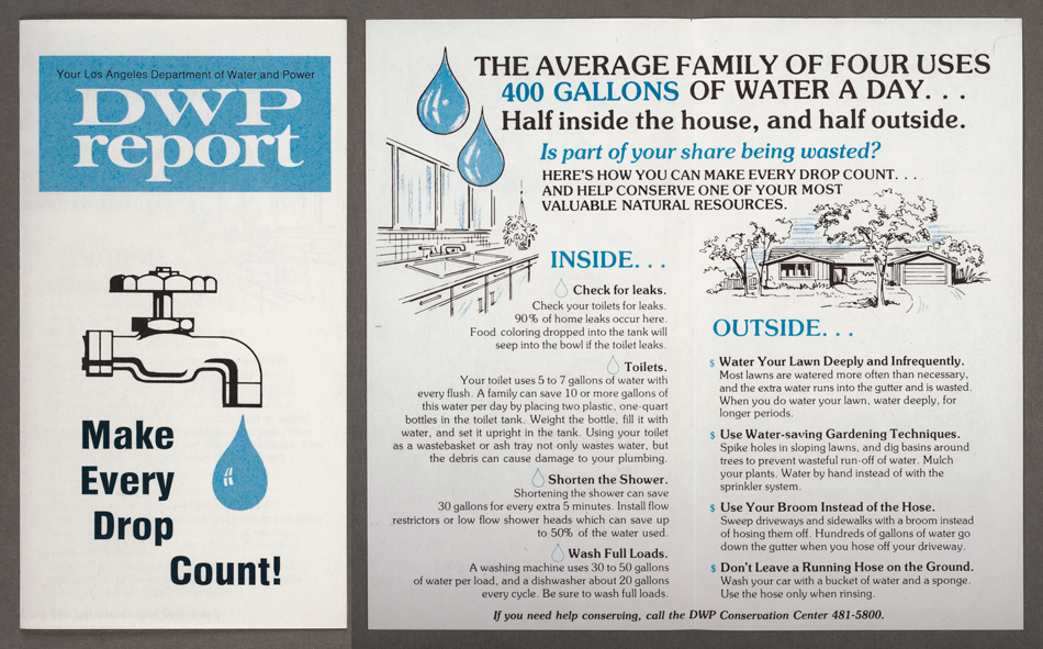 DWP Report DWP tr-fold pamphlet encouraging people to make every drop of water count.